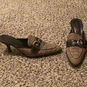 Coach heels, open back